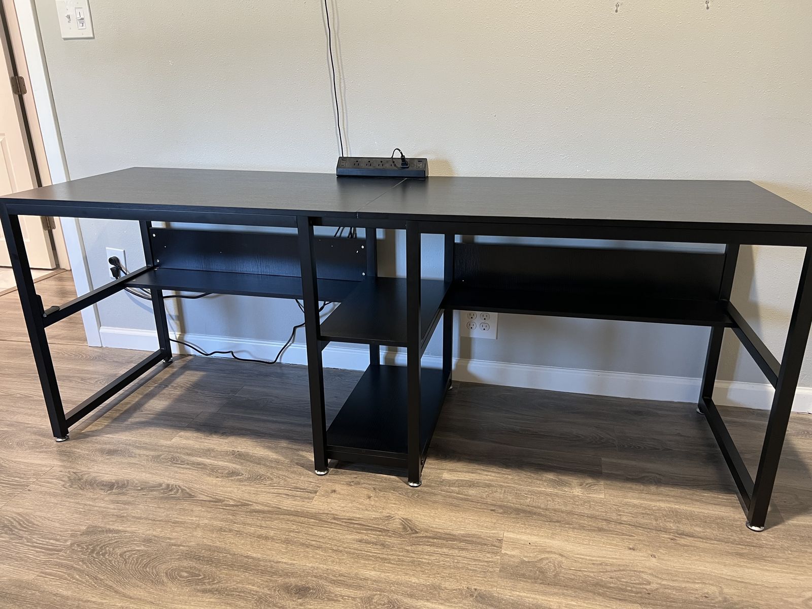 Black wood & metal desk with shelves