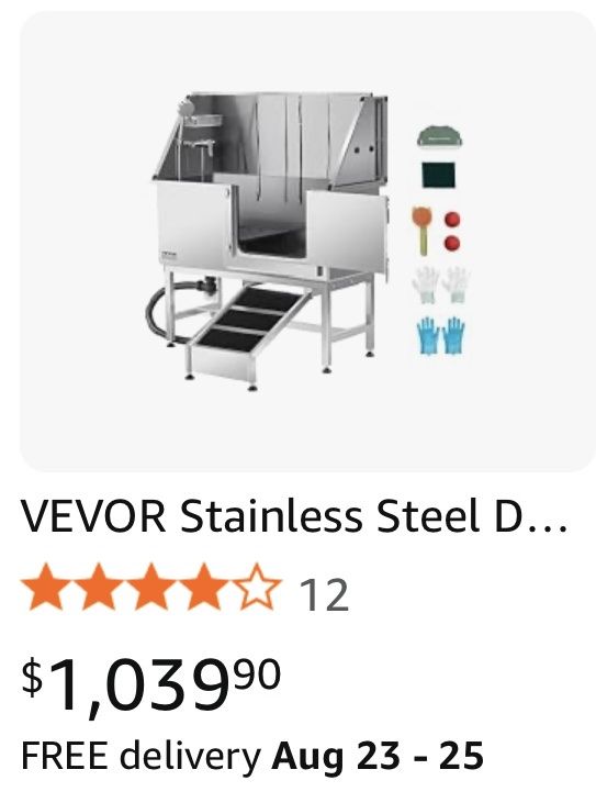 VEVOR 50 Inch Stainless Steel Pet Bathing Station Grooming Tub