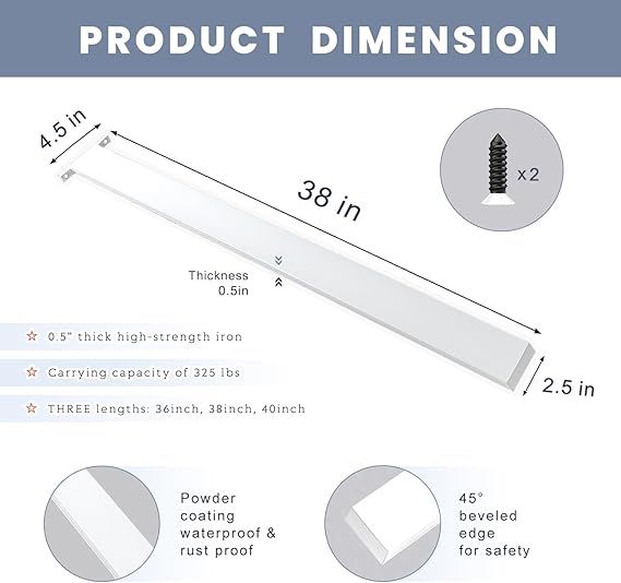 Countertop Support Bracket White 38 Inch Heavy Duty