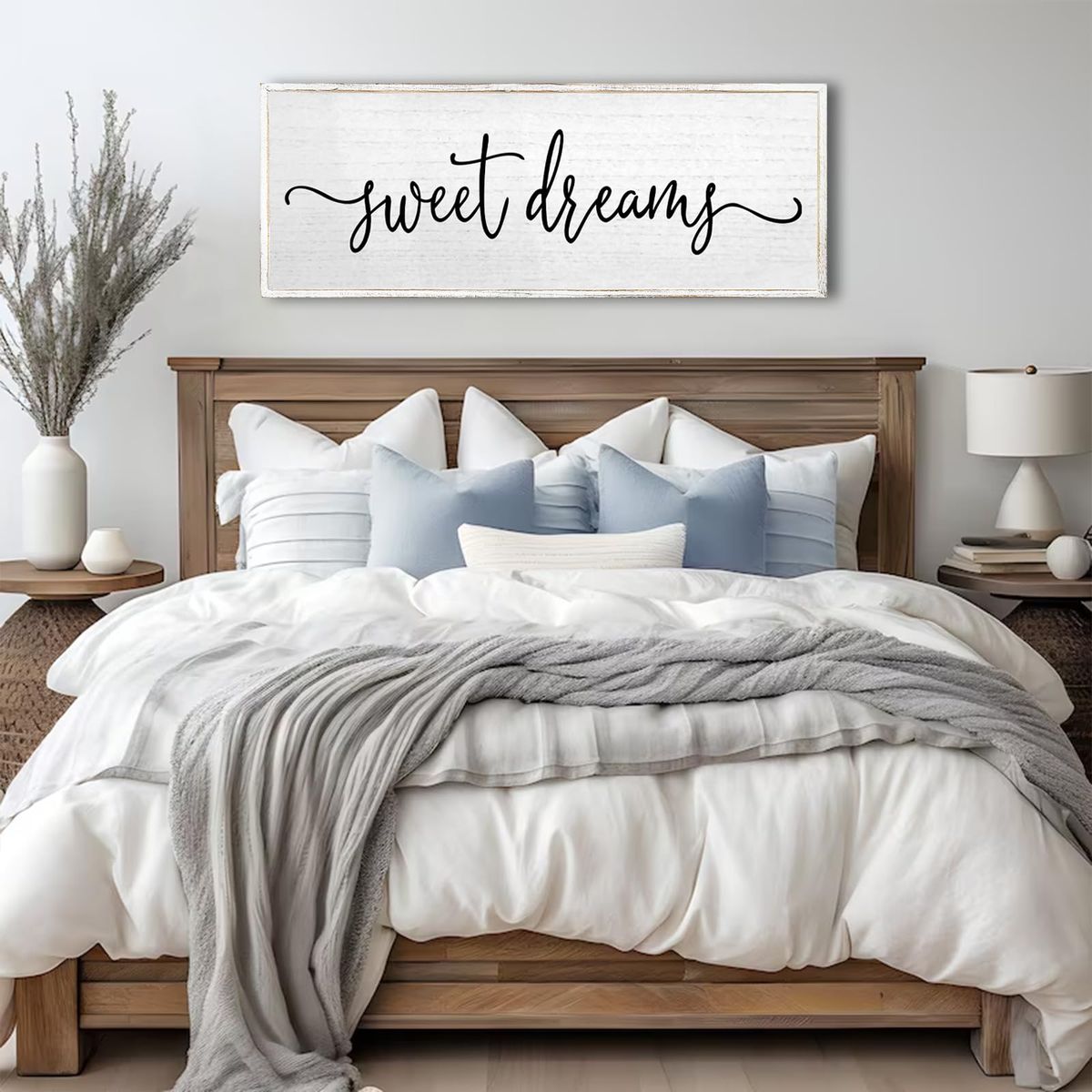 New Sweet Dreams Wall Decor Above Bed Sign 32''×12'' Large Wood Framed