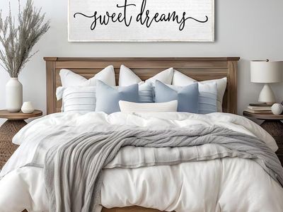 New Sweet Dreams Wall Decor Above Bed Sign 32''×12'' Large Wood Framed