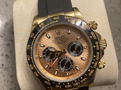 Rolex Cosmograph Daytona Gold Dial Oysterflex Rubber Strap Watch with Box