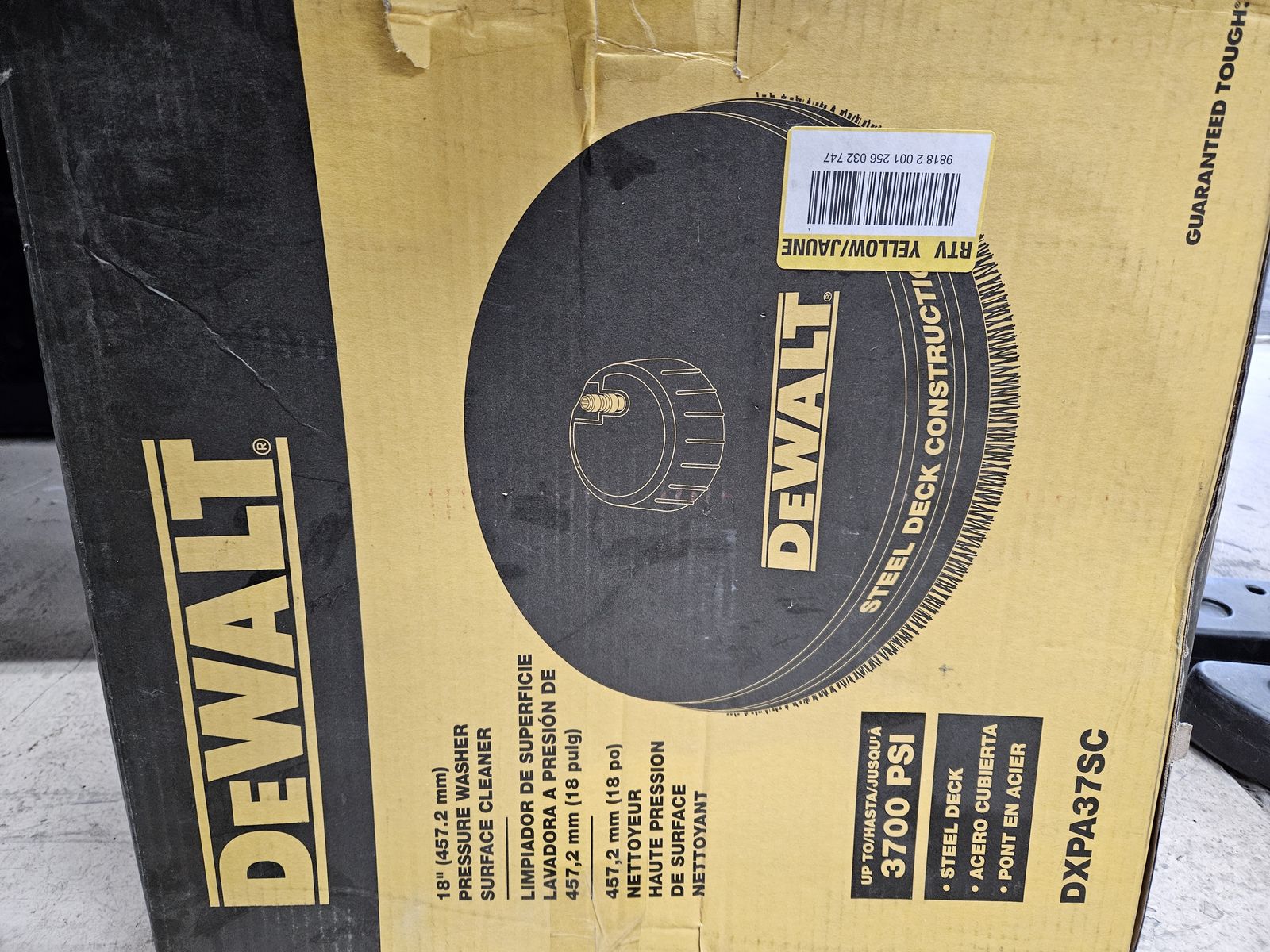 DeWalt DXPA37SC 18" 3700 PSI Steel Deck Pressure Washer Surface Cleaner