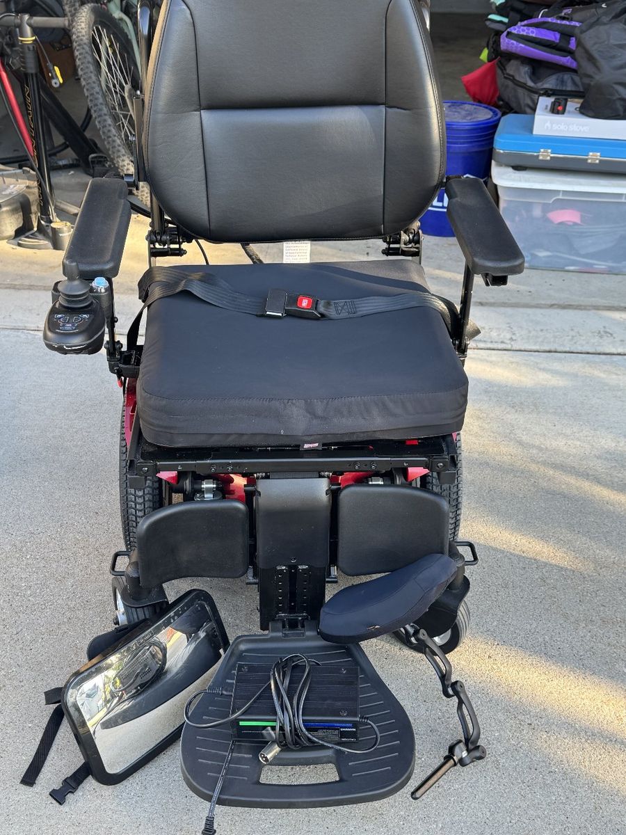 Merits Velocity Power Chair Rehab  - Like new - Excellent Condition, Red & Black, Joystick Control, Seatbelt, Power foot rest