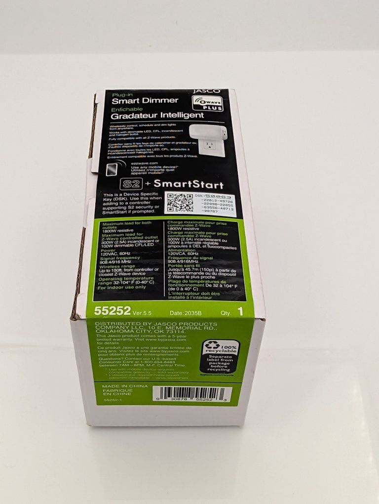 JASCO PLUG-IN SMART DIMMER Z-WAVE PLUS S2 SECURITY