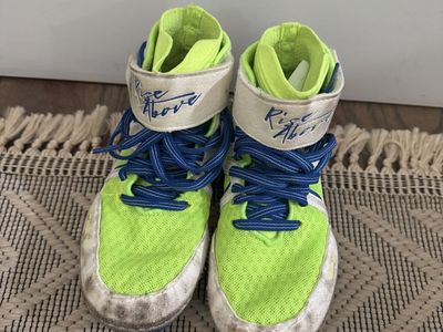 King Spec Rise Above Wrestling Shoes - Neon Green & Blue - Youth Size 13