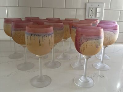 15 Hand Painted Glass Goblets From Hebron Israel