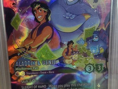 Disney Lorcana Peter Pan & Tinker Bell and Aladdin and Genie.