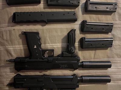 Tippmann TiPX Trufeed Paintball Markers with Mags and Case - Used
