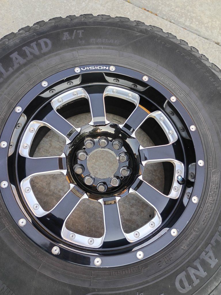 17x9 Vision Wheels (Dual 5x5 & 5x4.5) + (1) Unused 33" Radar A/T Spare