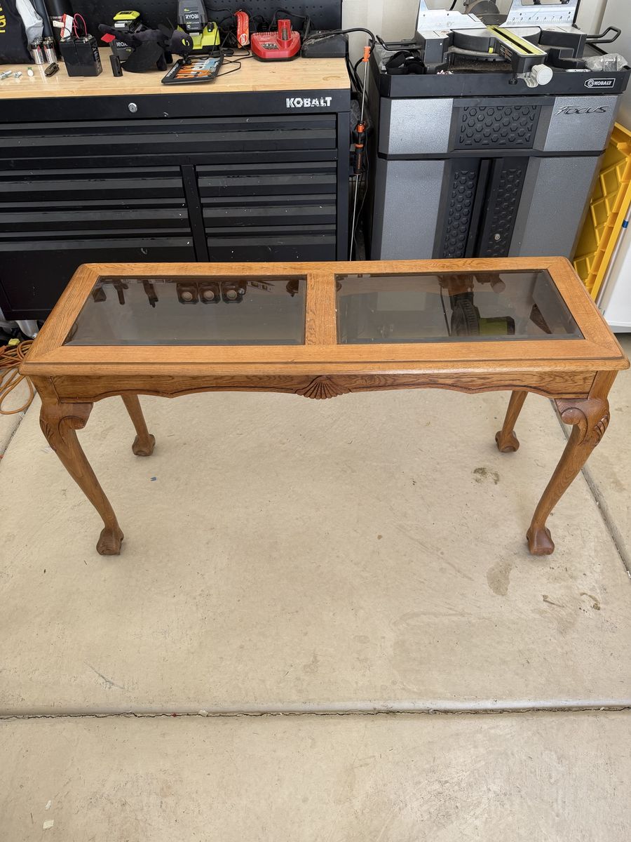 Wood table with glass top