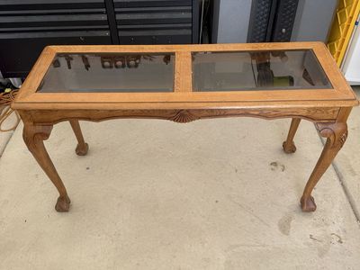 Wood table with glass top