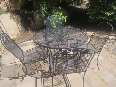 wrought iron table and 4 chairs