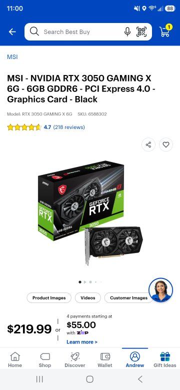 MSI NVIDIA RTX 3050 GAMING X 6G GDDR6