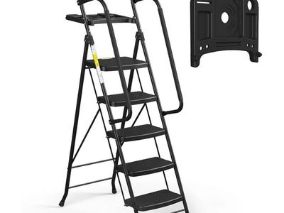 HBTower Folding 5-Step Ladder with Handrails