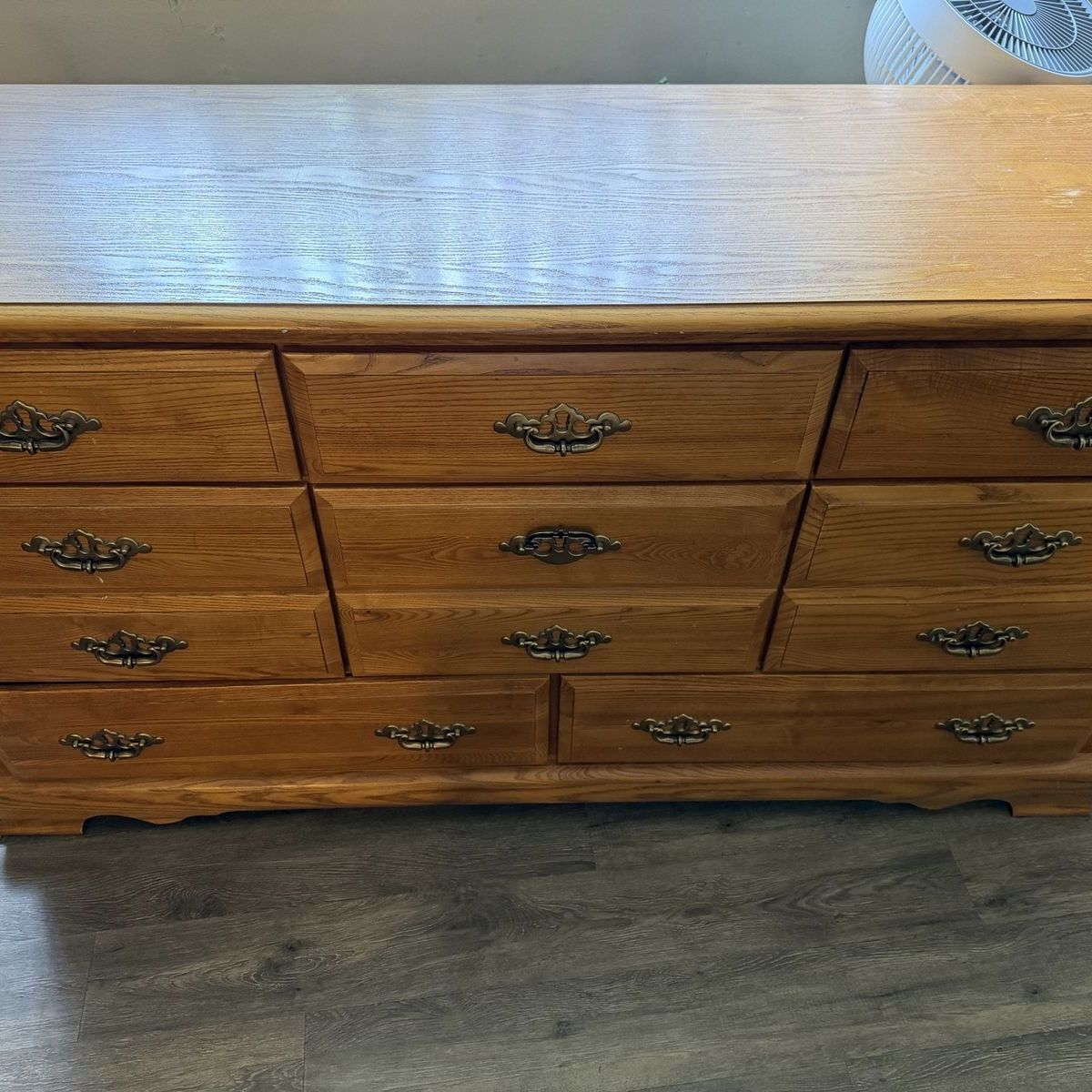 Solid oak dresser and nightstand