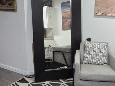 Large Modern Wood Full Length Floor Mirror - Dark Brown Frame