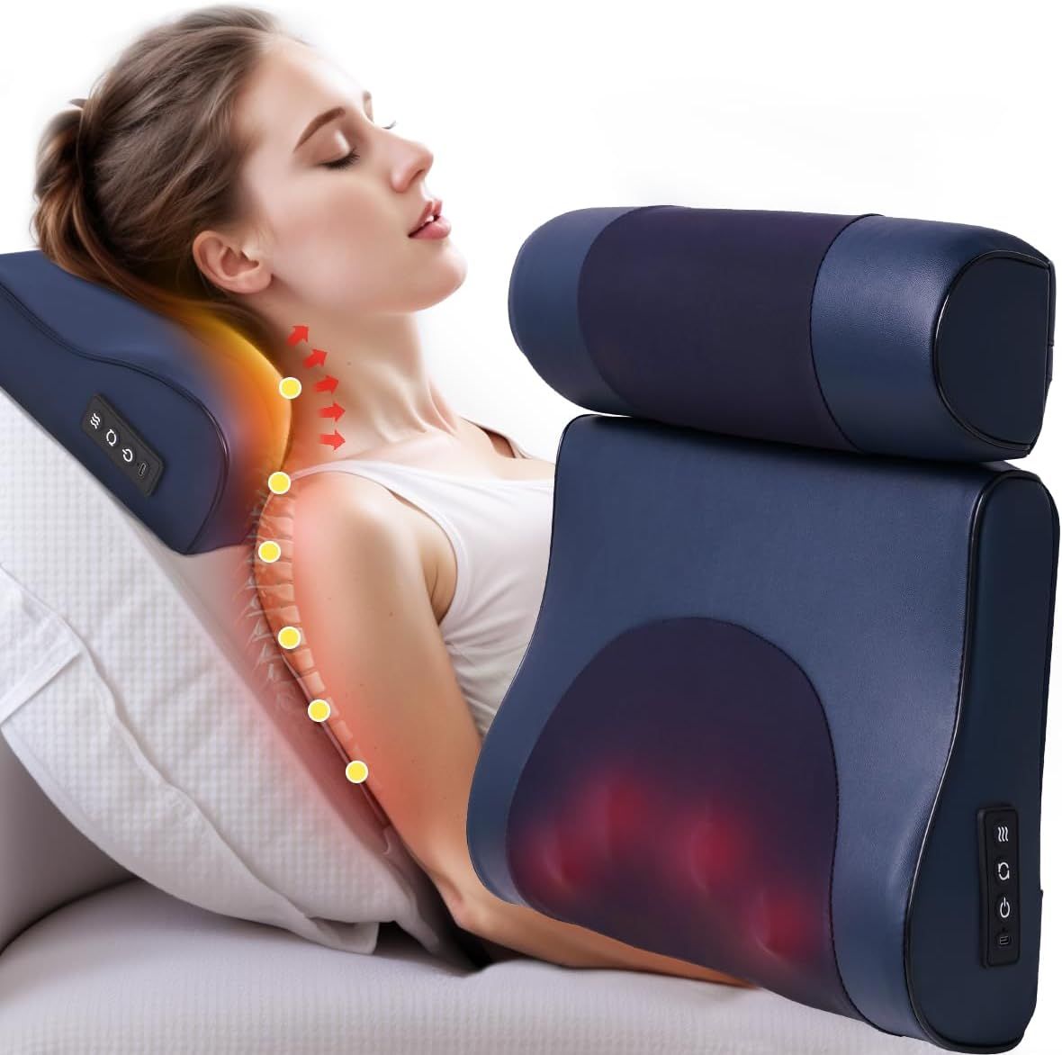 Neck Massager with Heat, 4D Shiatsu Deep Kneading Rechargeable Cordless