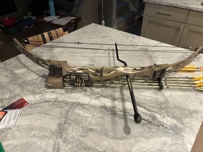 Hoyt Raider Compound Bow Camo 28" Draw Length with Quiver and Arrows