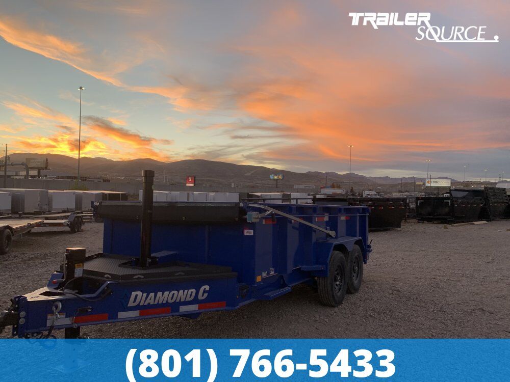 7x14 Diamond C LPT 207 Dump Trailer - 32" Sides - 15.5K GVWR - 14 Ply Tires, Long Arm Tarp
