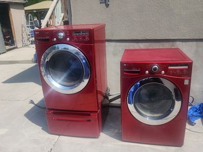 LG Red Front Load Washer & Electric Dryer Set- Good working condition