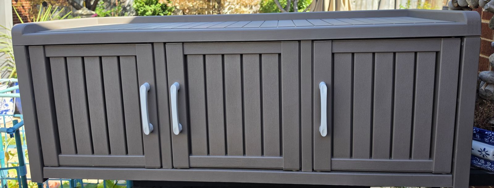 New Resin 120-gallon 3-door Shoe Storage Bench Cabinet