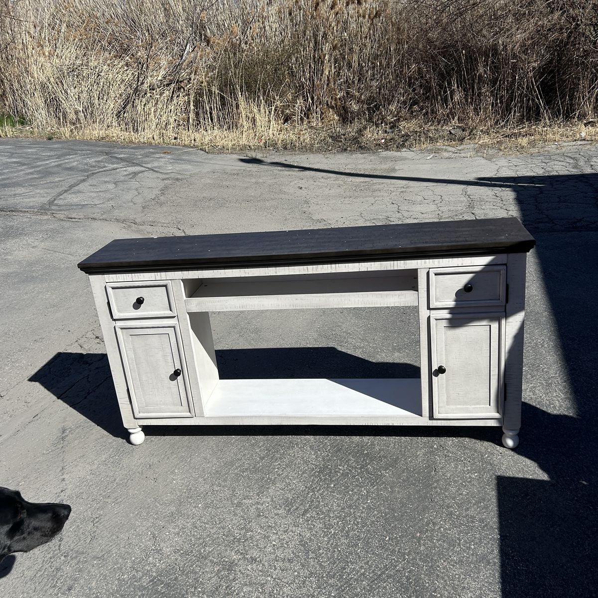 Tv stand White Black Top