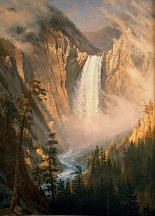 Framed Poster Yellowstone Falls by Albert Bierstadt 18X24