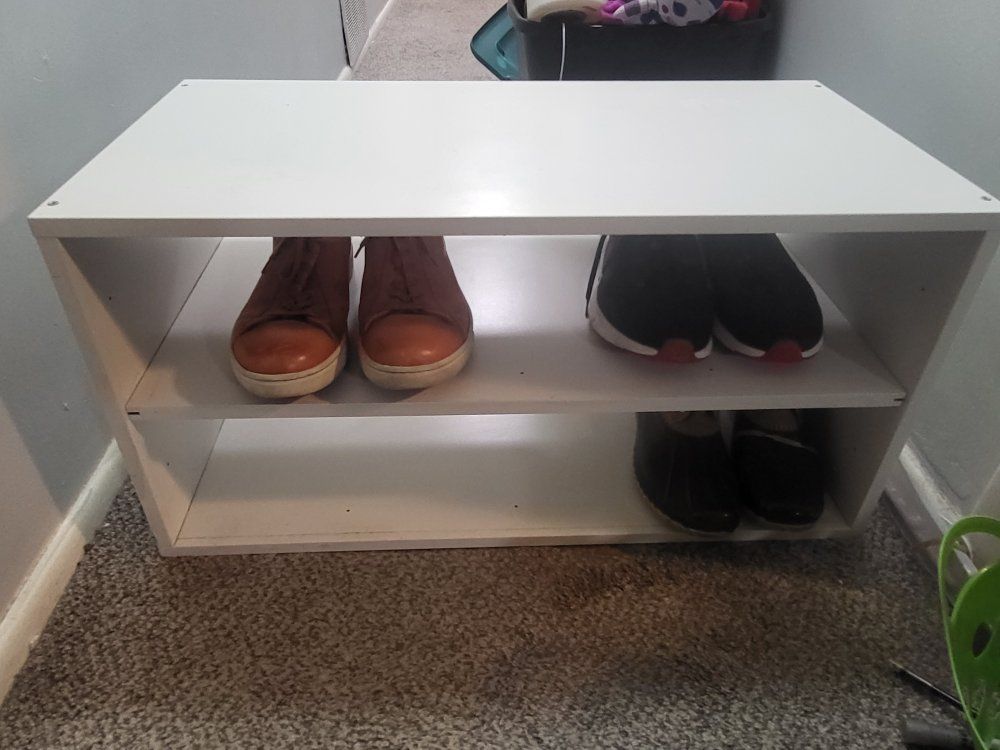 White 3-Tier Shoe Rack & Storage Shelf - Compact Entryway Organizer shoes not included