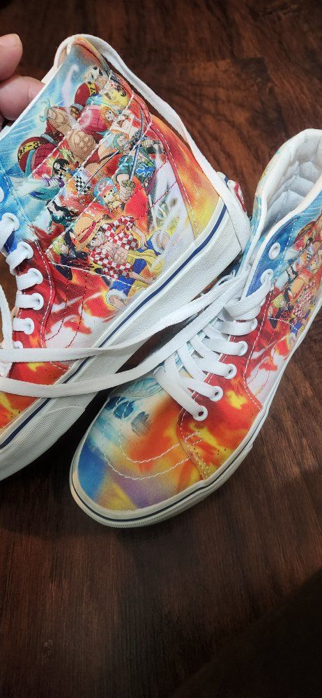 One Piece Anime High-Top Sneakers - Size 7.0 in men. Size 8.5 in womens