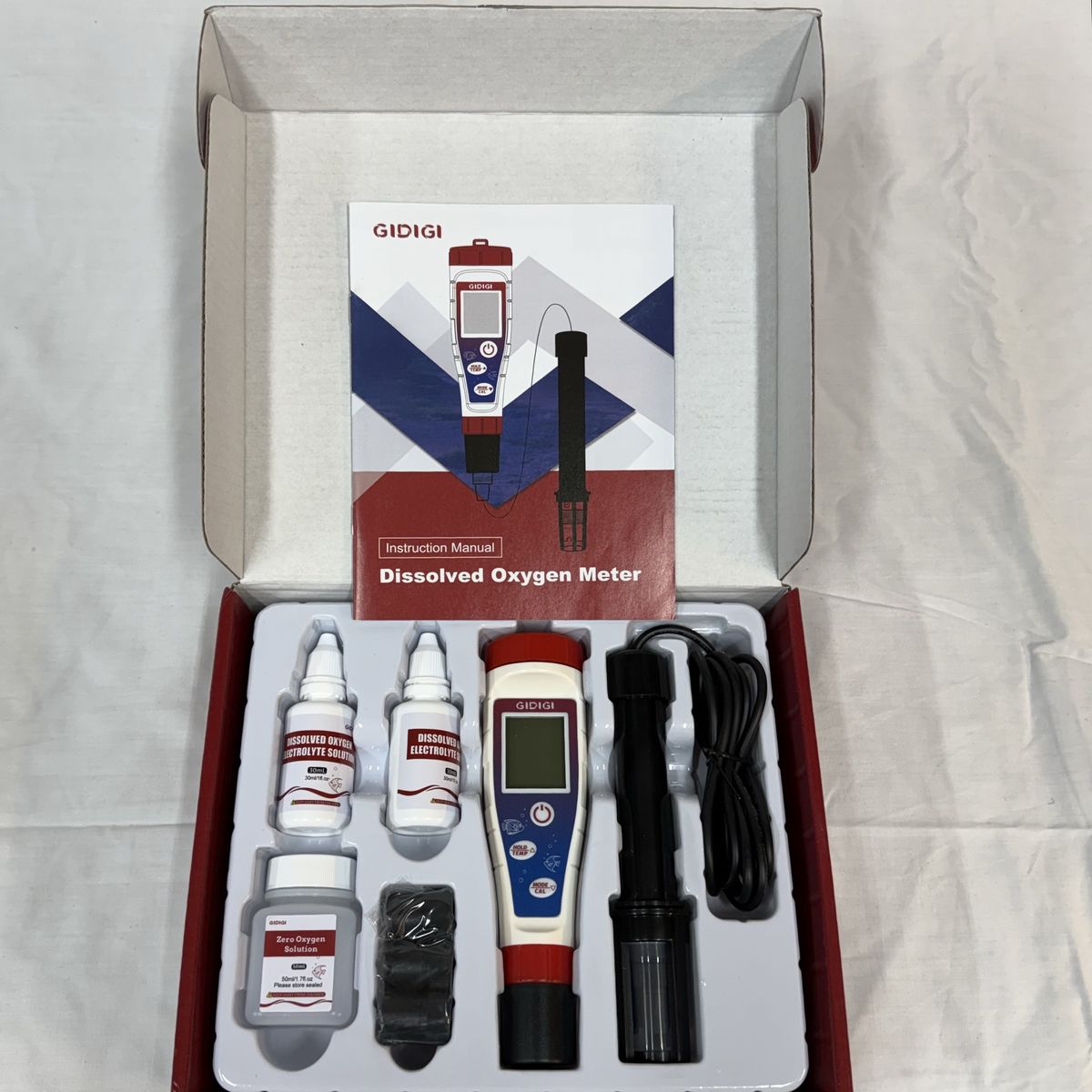 GIDIGI Dissolved Oxygen Meter 0-40mg/L Probe LCD