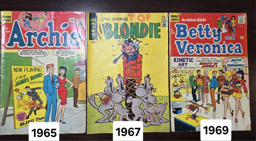 15 Comic Books, Archie Comics,1965 to 1998.