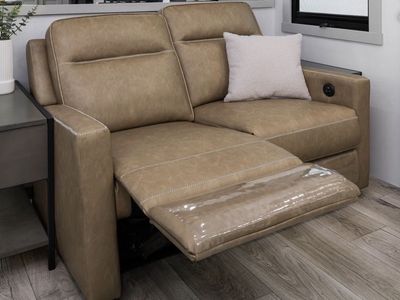 Brand new, never used Brinkley RV Power Reclining Loveseat Tan Faux-Leather with Heat & Massage