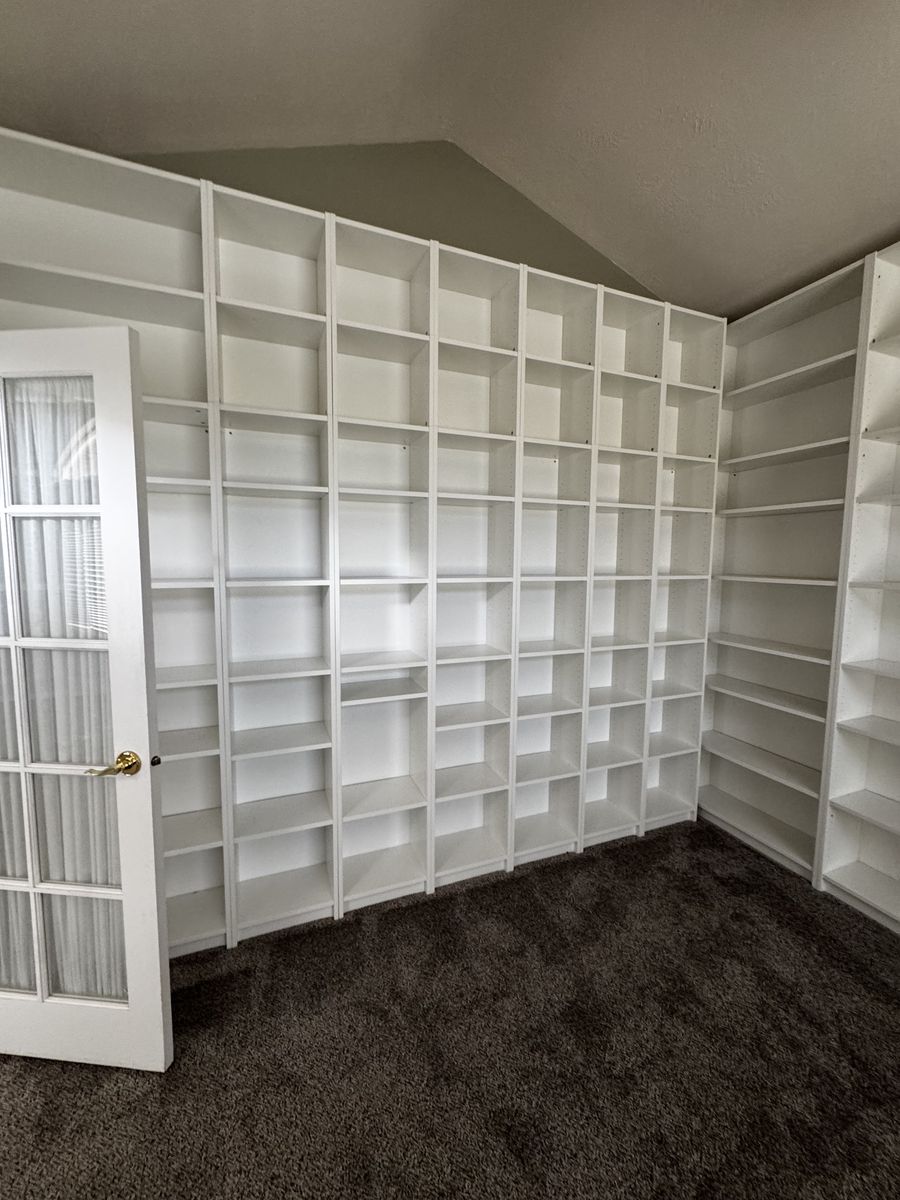 IKEA White BILLY Modular Shelving & Cabinets - five wide (31.5") and seven narrow (15.75")