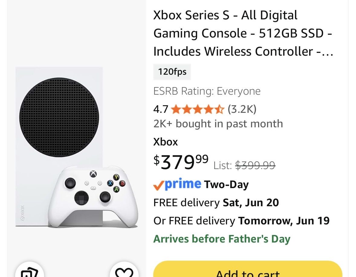 Microsoft Xbox Series S - All Digital Gaming Console - 512GB SSD - Includes Wireless Controller