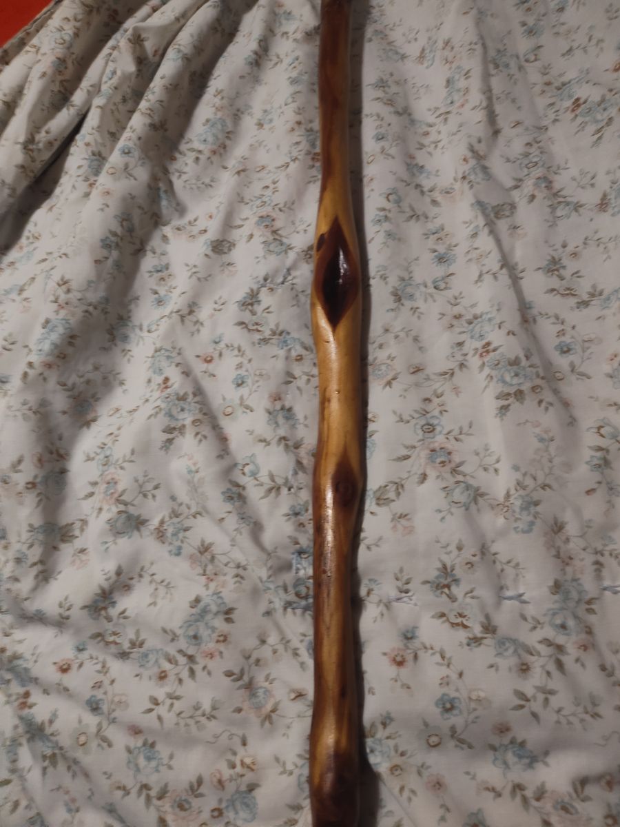 Unique Hand-Carved Wooden Walking Stick - Natural Wood Finish