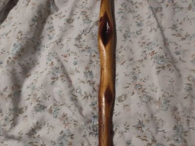 Unique Hand-Carved Wooden Walking Stick - Natural Wood Finish