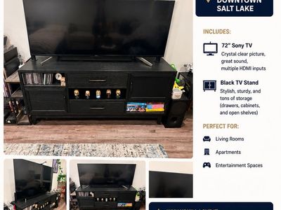 Sony 72" 4K UHD Smart TV & Black Entertainment Center - Excellent Condition