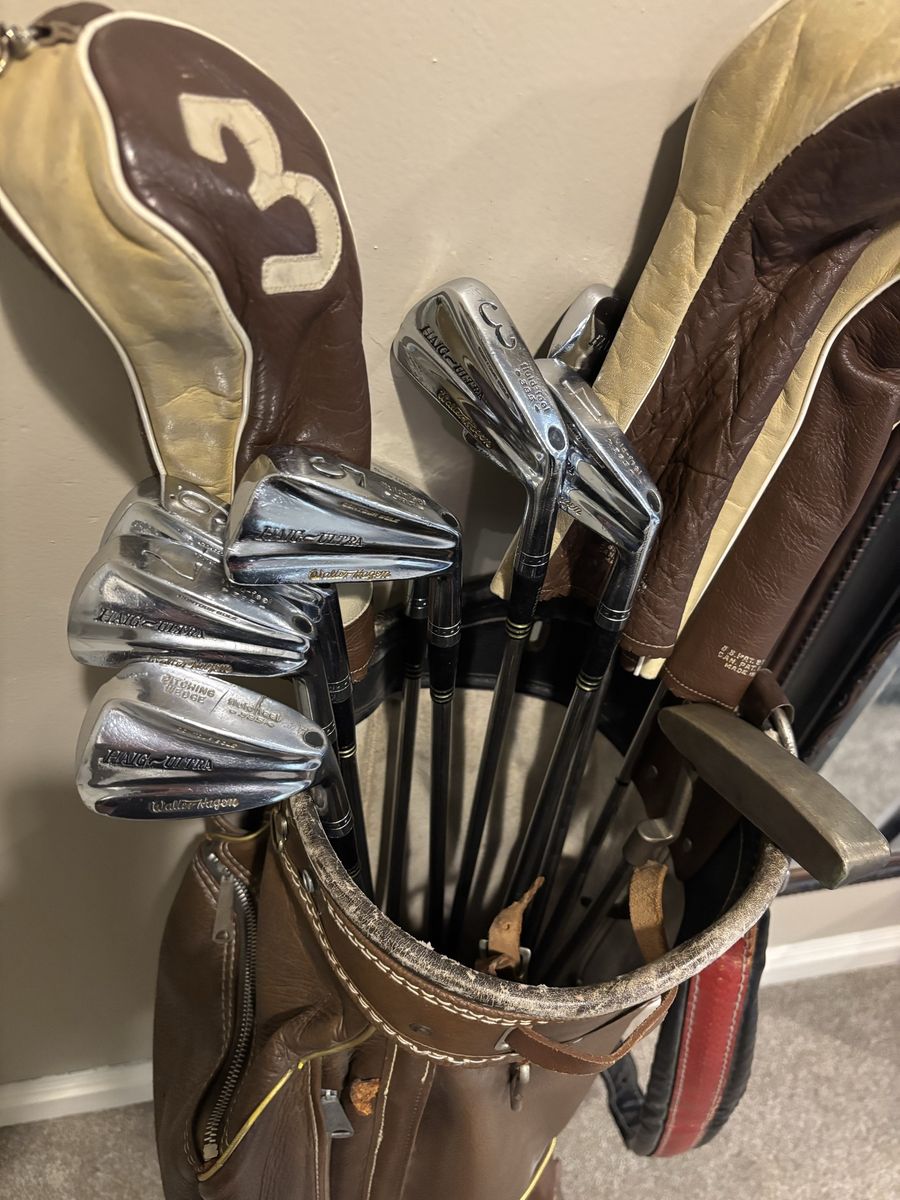 Vintage Walter Hagen Haig Ultra fluid steel golf club set with ping anser 3 putter Right handed