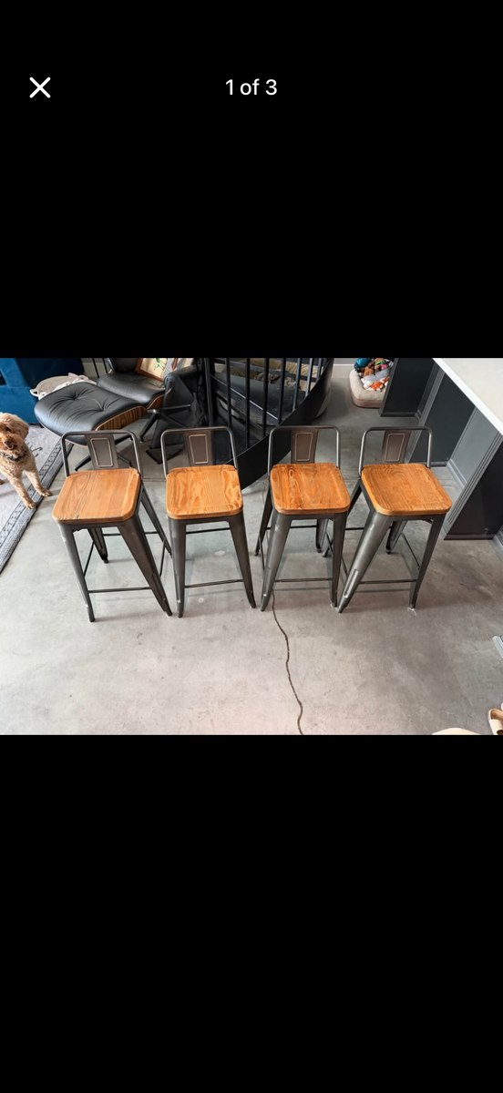 4 Industrial Style Bar Stools