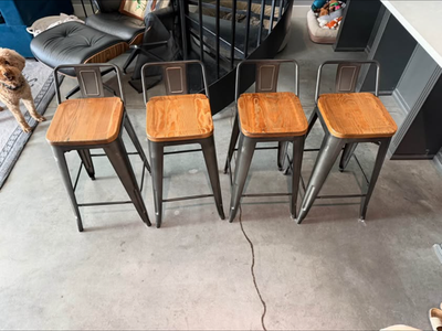 4 Industrial Style Bar Stools