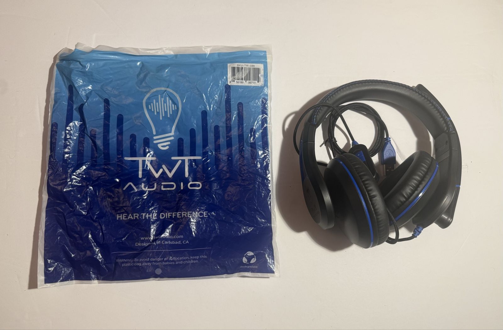 TWT Audio REVO TW320 Over-Ear USB Headset - Black/Blue (New)