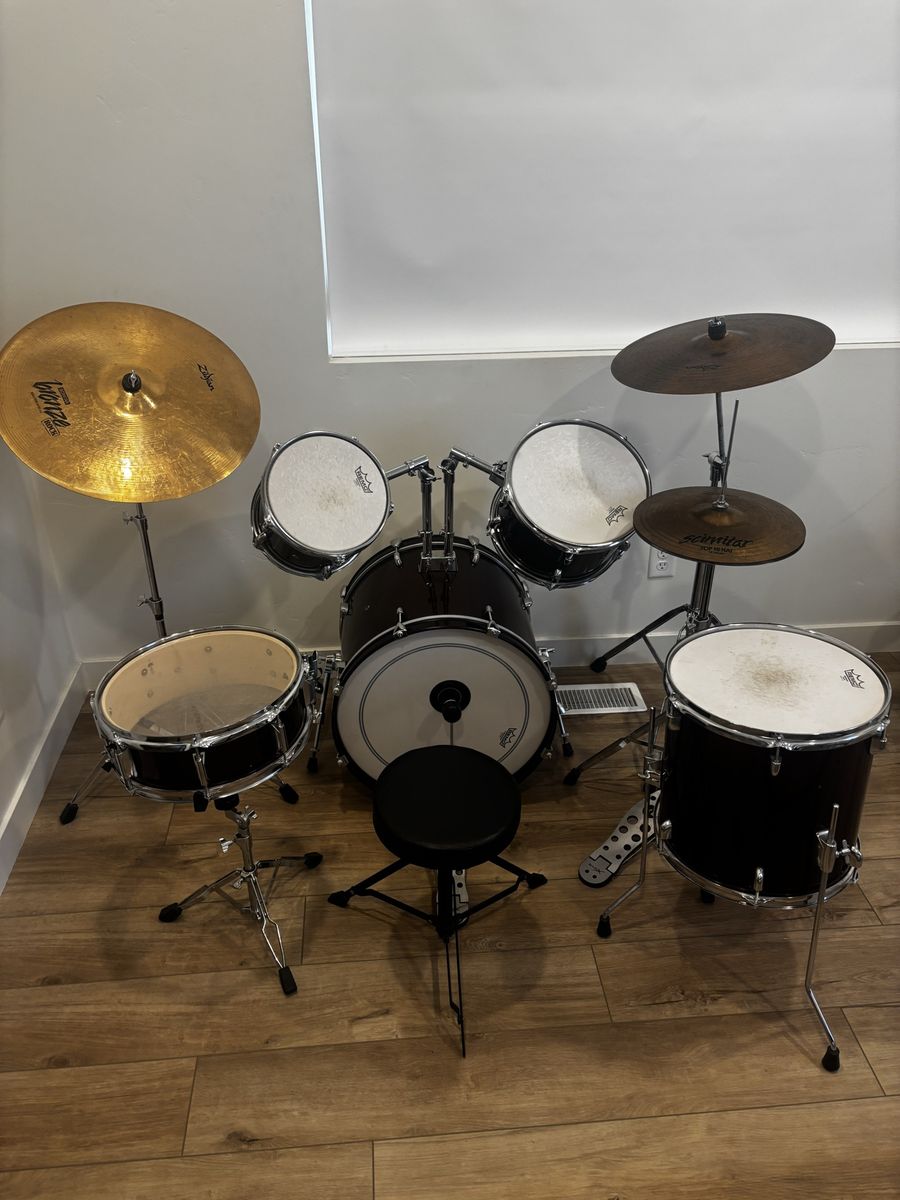 5-Piece Drum Set with Zildjian Cymbals and Remo Heads