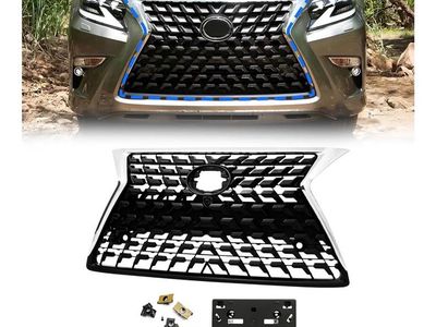 Front Bumper Grille Assembly Replacement for 2014-2022 Lexus GX460 Black Chrome