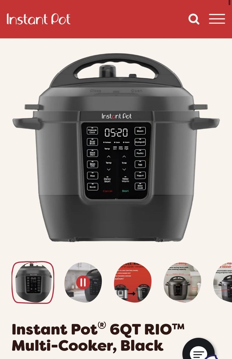 Instant Pot 6QT Multi-Cooker, Black - 7-in-1 Pressure Cooker
