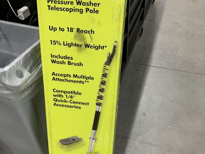 RYOBI 18 ft. Telescoping Extension Pole with Brush for Most Gas Electric and Cordless Pressure Washers up to 4200 PSI