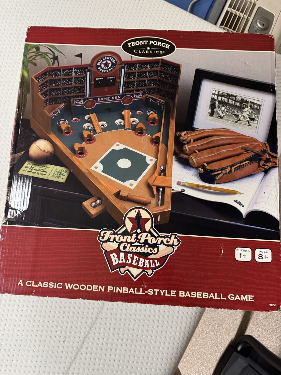 Front Porch Classics Baseball Pinball Game, Classic Wooden Design, Ages 8+