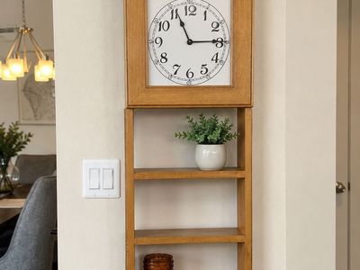 Wooden Wall Clock with Integrated Shelves - Rustic & Functional Home Decor