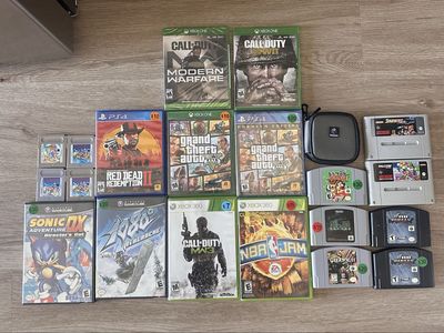 Nintendo 64 games, Xbox games, GameCube games and controllers