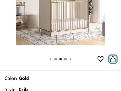 Gold Metal Upholstered Crib With Mattress